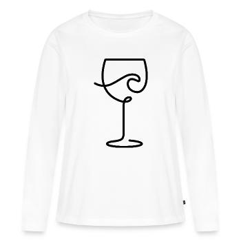Verre à vin pour les amateurs de vin et temps mort - T-shirt manches longues Premium bio Femme - blanc - Devant - Julia (174cm)