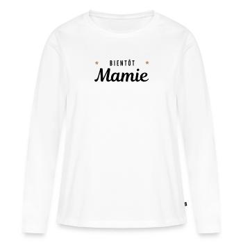 Bientôt mamie - T-shirt manches longues Premium bio Femme - blanc - Devant - Julia (174cm)