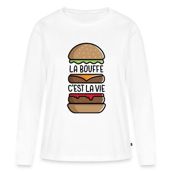 La Bouffe c'est la Vie - T-shirt manches longues Premium bio Femme - blanc - Devant - Julia (174cm)