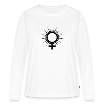 weiblich Symbol - Frauen Premium Bio Langarmshirt - Weiß - Vorne - Julia (174cm)