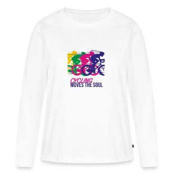 Le vélo bouge l'âme. - T-shirt manches longues Premium bio Femme - blanc - Devant - Julia (174cm)