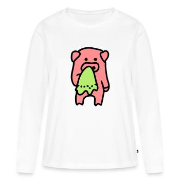 Pig sad / sick 3 - Women's Premium Organic Long Sleeve Shirt - white - Front - Julia (174cm)