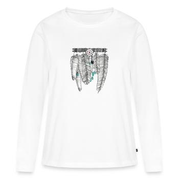 Feather - T-shirt manches longues Premium bio Femme - blanc - Devant - Julia (174cm)