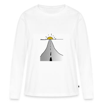 Route - T-shirt manches longues Premium bio Femme - blanc - Devant - Julia (174cm)
