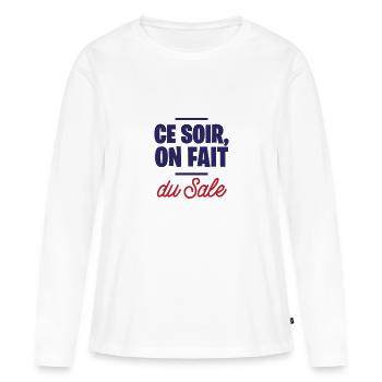 Ce soir, on fait du sale - T-shirt manches longues Premium bio Femme - blanc - Devant - Julia (174cm)