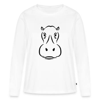 Nilpferd - Frauen Premium Bio Langarmshirt - Weiß - Vorne - Julia (174cm)