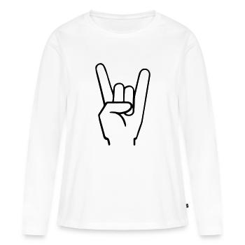 Heavy Metal Fingers - T-shirt manches longues Premium bio Femme - blanc - Devant - Julia (174cm)