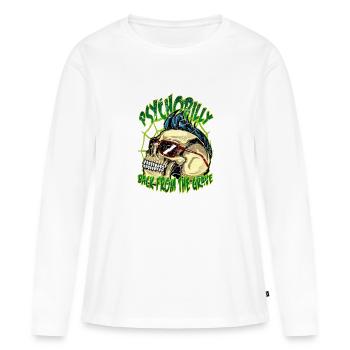 Psychobilly Back from the Grave - T-shirt manches longues Premium bio Femme - blanc - Devant - Julia (174cm)