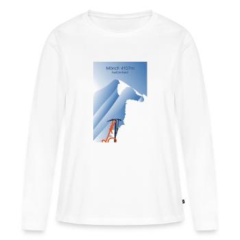 Affiche des Alpes Mönch Suisse Alpinisme piolet - T-shirt manches longues Premium bio Femme - blanc - Devant - Julia (174cm)