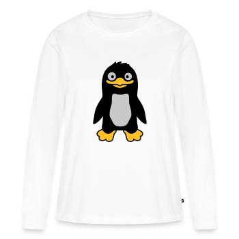 Lustiger ulkiger Pinguin grinst - Frauen Premium Bio Langarmshirt - Weiß - Vorne - Julia (174cm)