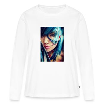 Manga Samouraï girl - T-shirt manches longues Premium bio Femme - blanc - Devant - Julia (174cm)