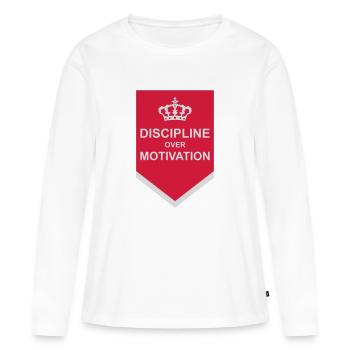 Citation de discipline sur la motivation - T-shirt manches longues Premium bio Femme - blanc - Devant - Julia (174cm)