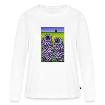 Eule im Feld - Frauen Premium Bio Langarmshirt - Weiß - Vorne - Julia (174cm)