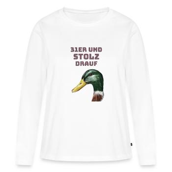 31er und stolz drauf - Frauen Premium Bio Langarmshirt - Weiß - Vorne - Julia (174cm)