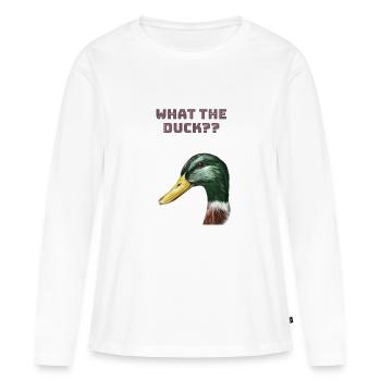 What the duck? - Frauen Premium Bio Langarmshirt - Weiß - Vorne - Julia (174cm)
