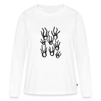 Chute libre v2 00 - T-shirt manches longues Premium bio Femme - blanc - Devant - Julia (174cm)