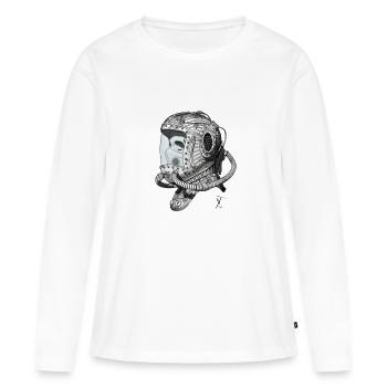 Alter Weltraumhelm einfarbig - Frauen Premium Bio Langarmshirt - Weiß - Vorne - Julia (174cm)