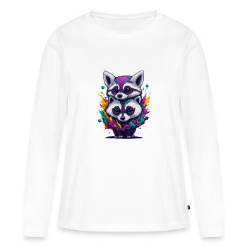 Racoton laveur 3 - T-shirt manches longues Premium bio Femme - blanc - Devant - Julia (174cm)