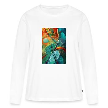 BioTech Fusion: Future Bound - Frauen Premium Bio Langarmshirt - Weiß - Vorne - Julia (174cm)