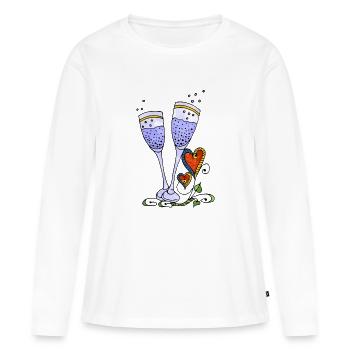 Brille - Frauen Premium Bio Langarmshirt - Weiß - Vorne - Julia (174cm)