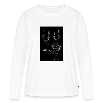 Verres à vin - T-shirt manches longues Premium bio Femme - blanc - Devant - Julia (174cm)