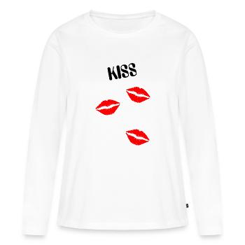 kiss bisous Kiss me - T-shirt manches longues Premium bio Femme - blanc - Devant - Julia (174cm)