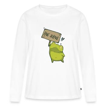 l’amour c’est l’amour Demo Frog - T-shirt manches longues Premium bio Femme - blanc - Devant - Julia (174cm)