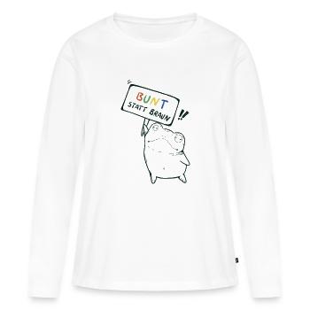 Grenouille de démonstration colorée au lieu de brune - T-shirt manches longues Premium bio Femme - blanc - Devant - Julia (174cm)