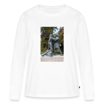 Statue des mythologischen Ringkampfes - Frauen Premium Bio Langarmshirt - Weiß - Vorne - Julia (174cm)