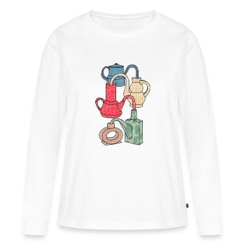 Vasen Kannen Gießkanne - Frauen Premium Bio Langarmshirt - Weiß - Vorne - Julia (174cm)