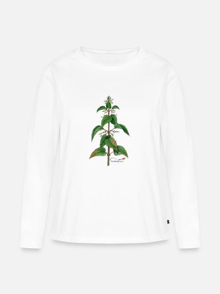 Brennnessel (Urtica dioica) - Frauen Premium Bio Langarmshirt - Weiß