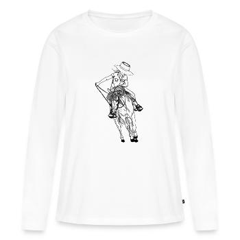 Fille de l’Ouest - T-shirt manches longues Premium bio Femme - blanc - Devant - Julia (174cm)