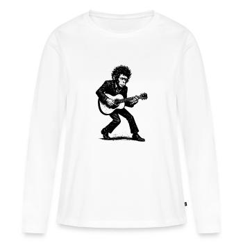 Auteur-compositeur-interprète | Le Singe Danseur - T-shirt manches longues Premium bio Femme - blanc - Devant - Julia (174cm)
