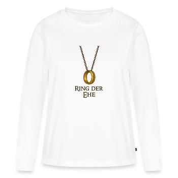 Ring der Ehe - Frauen Premium Bio Langarmshirt - Weiß - Vorne - Julia (174cm)