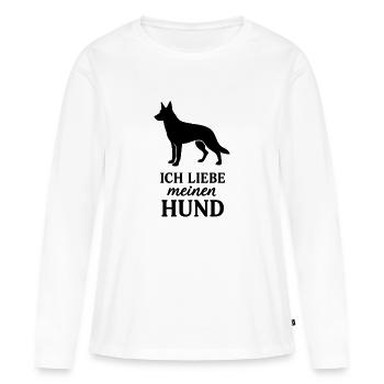Ich liebe meinen Hund Schaeferhund - Frauen Premium Bio Langarmshirt - Weiß - Vorne - Julia (174cm)
