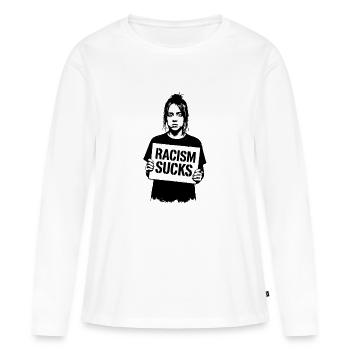 Le racisme craint - T-shirt manches longues Premium bio Femme - blanc - Devant - Julia (174cm)