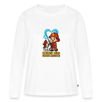 Petit héros, grande mission - T-shirt manches longues Premium bio Femme - blanc - Devant - Julia (174cm)