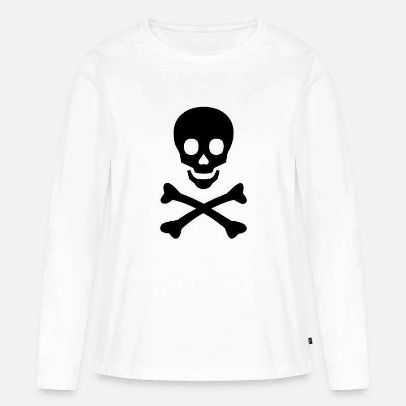 Totenschädel - Frauen Premium Bio Langarmshirt - Weiß