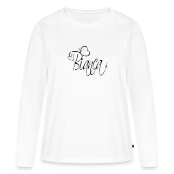 Bianca Name Vorname Mädchen Kalligrafie Dekor - Frauen Premium Bio Langarmshirt - Weiß - Vorne - Julia (174cm)