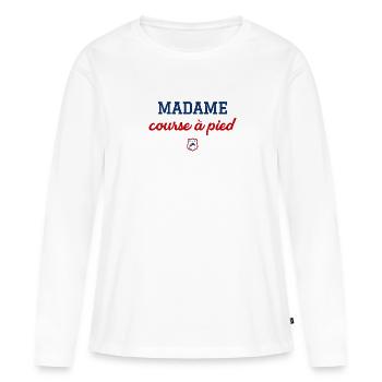MADAME course à pied - T-shirt manches longues Premium bio Femme - blanc - Devant - Julia (174cm)