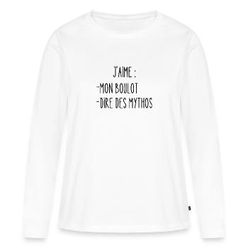 j'aime mon boulot - T-shirt manches longues Premium bio Femme - blanc - Devant - Julia (174cm)