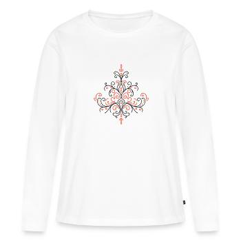 Ornement Boho - T-shirt manches longues Premium bio Femme - blanc - Devant - Julia (174cm)