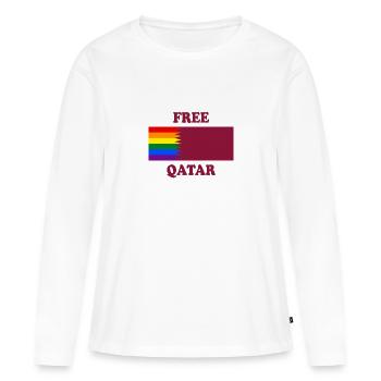 Design gratuit Qatar - T-shirt manches longues Premium bio Femme - blanc - Devant - Julia (174cm)