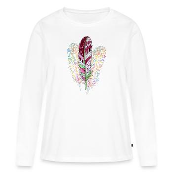 Feder - Frauen Premium Bio Langarmshirt - Weiß - Vorne - Julia (174cm)