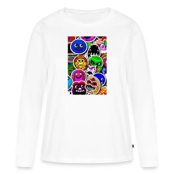 Monstres Rigolos Stickers - T-shirt manches longues Premium bio Femme - blanc - Devant - Julia (174cm)