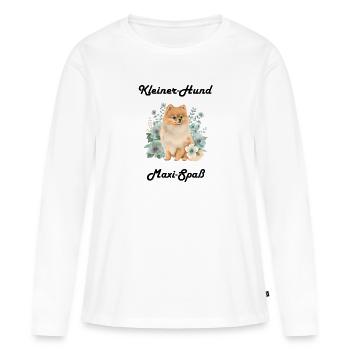 Zwergspitz Kleiner Hund Maximaler Spaß - Frauen Premium Bio Langarmshirt - Weiß - Vorne - Julia (174cm)
