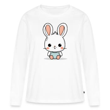 Zak le lapin blanc - T-shirt manches longues Premium bio Femme - blanc - Devant - Julia (174cm)