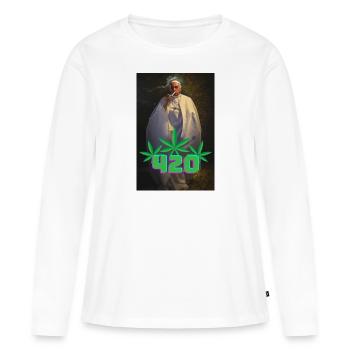 420 Pape - T-shirt manches longues Premium bio Femme - blanc - Devant - Julia (174cm)