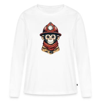 Fire Brigade Monkey | Fire Brigade Äffle - Women's Premium Organic Long Sleeve Shirt - white - Front - Julia (174cm)