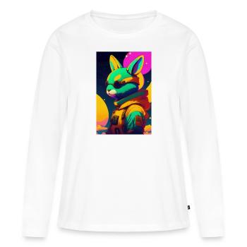 Lapin astronomique - T-shirt manches longues Premium bio Femme - blanc - Devant - Julia (174cm)